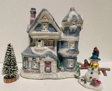 Cobblestone Corners Winter Christmas Village Victorian Home Set and Accessories