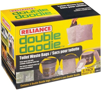 Reliance Products Double Doodie | Portable Toilet 6 Count (Pack of 1), Silver 