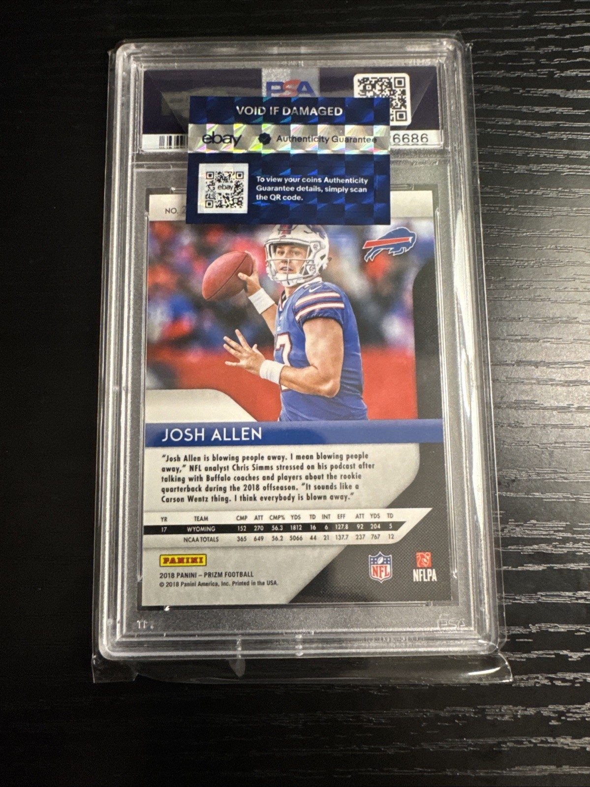 2018 Prizm Josh Allen Rookie #205 PSA 9 Buffalo Bills view 2