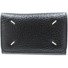 Maison Margiela 6-Ring Key Case 4-Stitch Black Calf Leather Trifold WITH BOX