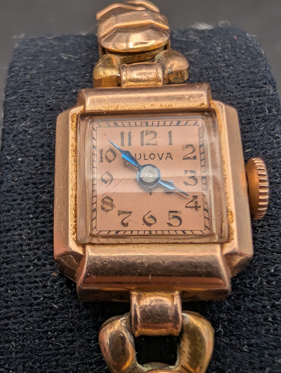 Vintage BULOVA 14k Rose Gold Filled Art Deco Stretch Band Watch Working Vintage BULOVA 14k Rose Gold Filled Art Deco Stretch Band  main image 3