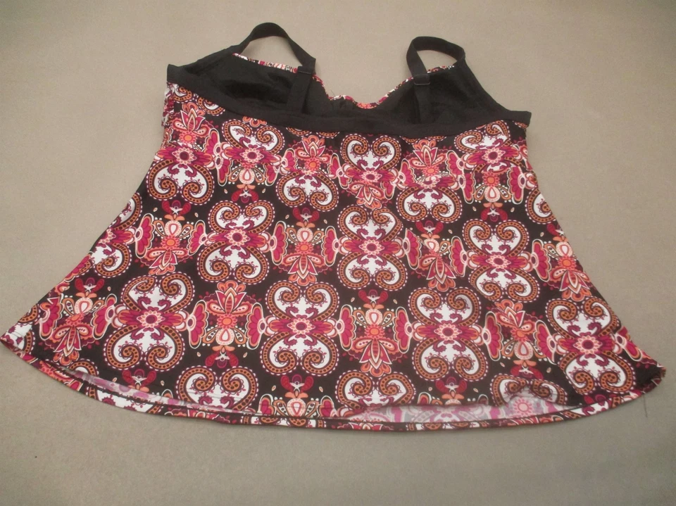 MERONA Size 24W Womens Paisley Lined Underwire Pull On Quick Dry Tankini 10G - Image 3 of 4