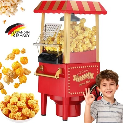 MARKENLOS NEU Popcornmaschine, 3.5L Retro Heißluft-Popcornmaschine, 1200W, Fettfreies