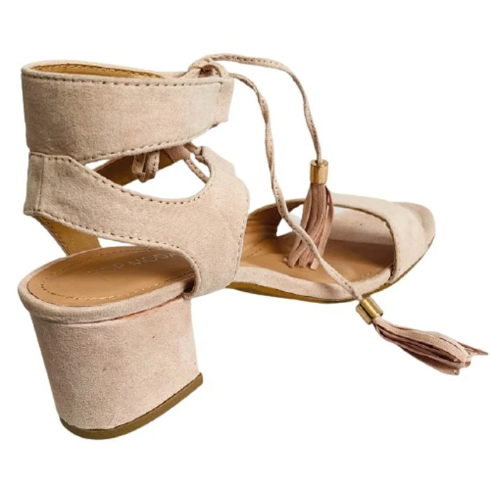 Top Moda Single Band Low Block Heel Tassel Open Toe Women's Gladiator Sandals - Image 2 of 4