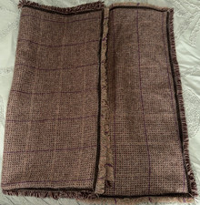 READ! Vintage Ralph Lauren Tweed Wool Euro Shams Buttons Fringes Set Of 2