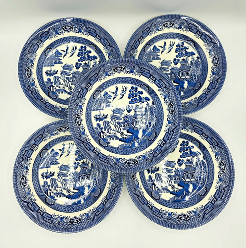 Churchill Blue Willow Blue & White 8" Bowls Set of 5 England