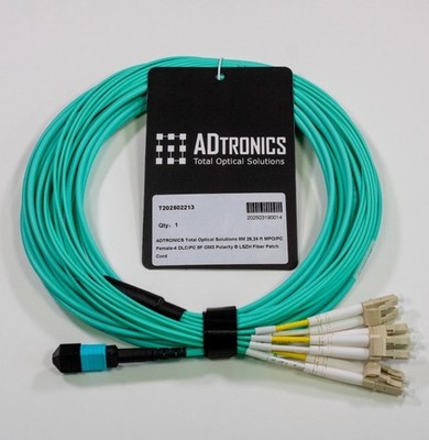 MPO to 4 LC OM3 Fiber Breakout Cable 8M Type B 8F LSZH 40G Data Center