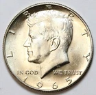 1965 50c Kennedy 40% Silver Half Dollar Uncirculated - RAW - Nice Reverse Color