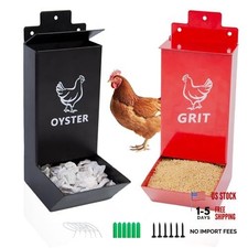 2-Pack Metal Chicken Grit Feeder  Oyster Shell Feeder with Lid-Heavy Duty