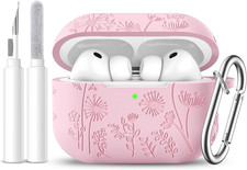for Airpods Pro 3 Case Cover with Cleaner Kit, Cute Flower Engraved Silicone Pro