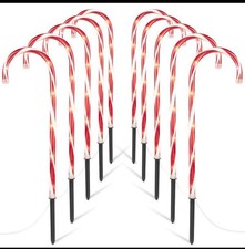 10 Pack Christmas Candy Cane Lights Outdoor Waterproof Pathway Lights 28  