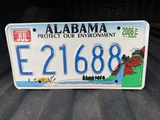 Alabama Protect Our Environment License Plate E21688 2006 Collectible Tag