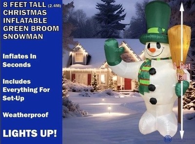 NEW 2026 Christmas Inflatable 8ft Broom Snowman | eBay