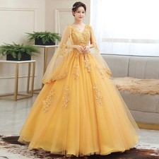 Gold Embroidery Puffy Evening Dress Graduation Dress Birthday Party Prom Dress