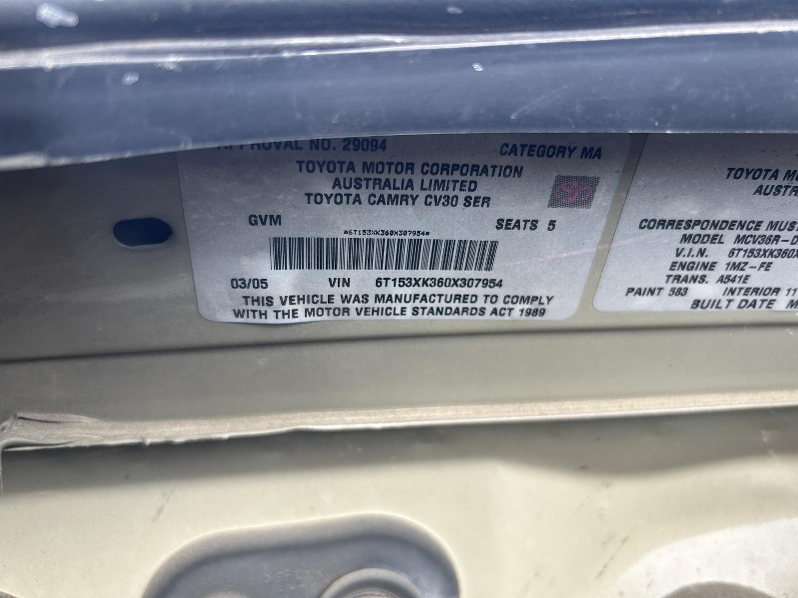 Toyota Camry Bootlid MCV36 09/2004-05/2006 - thumbnail 12