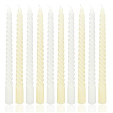 White Yellow Elegant Tall Spiral Taper Candles Candlesticks 10 Inch 10 Pack