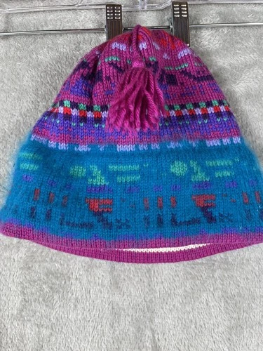 Murray Merkley Beanie  Wool With Cotton Lining Colorful Tassel Ski Vtg Handmade - product listing photo