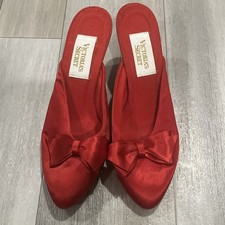 Victorias Secret Satin heeled House slippers 7-8 Vintage