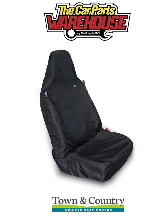 Universal Black Airbag Compatible Single Front Van Seat Cover Town and Country