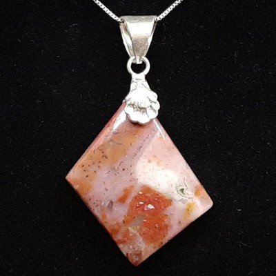 LARGE 11.63ctw Raspberry Rhodonite Silver Pendant 7.5g
