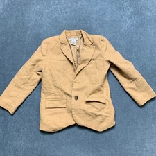 Janie and Jack Blazer Jacket Boys 6 Tan Wool Twill Single Breasted Notch Lapel