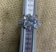 Engagement Cocktail Ring Large Cubic Zirconia With 10 Smaller On Each Shoulder J