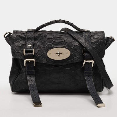 Mulberry Alexa Navy Blue Python Embossed Leather Bag | eBay