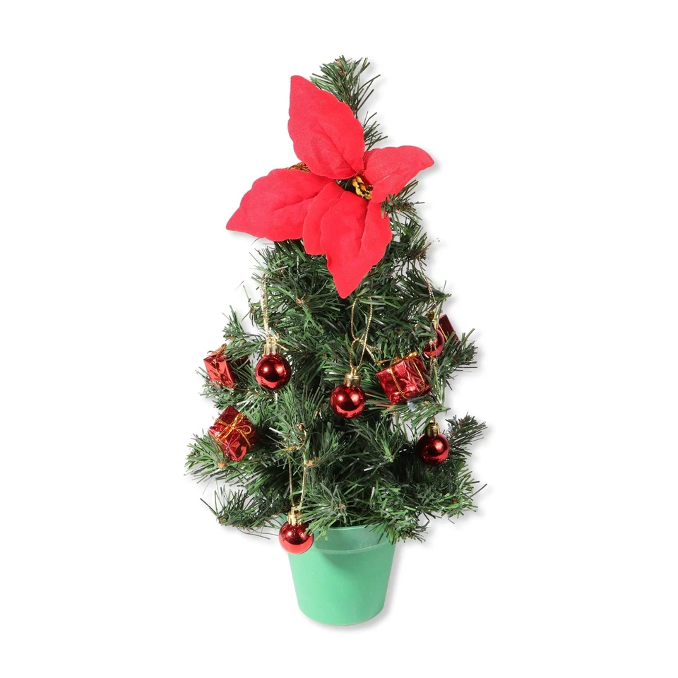 Mini-Weihnachtsbaum mit roten Christbaumkugeln – künstlich, 40 cm hoch - Bild 1 von 1