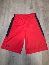 Under Armour Boys Shorts Youth Large Black And Red Large Logo