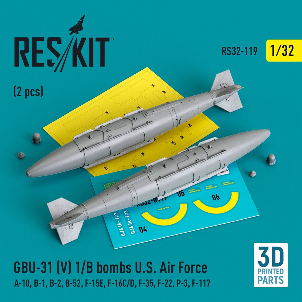 ResKit RS32-0119 1:32 GBU-31 (V) 1/B Bombs U.S. Air Force 2 Pcs Resin Kit