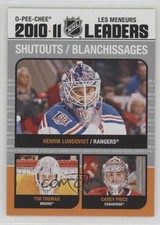 2011 O-Pee-Chee Leaders Henrik Lundqvist Tim Thomas Carey Price #LL-10 HOF je2