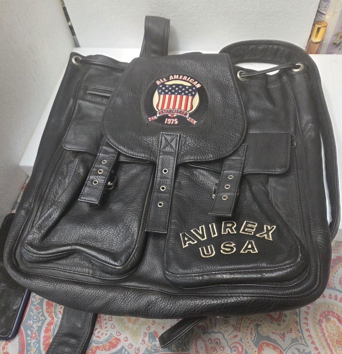 RARE! Avirex Leather VTG USA Style Motorcycle Backpack Rucksack