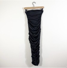 NWT Oh Polly Make 'em Wait Bandeau Ruched Midaxi Black Dress Party Formal Size 4