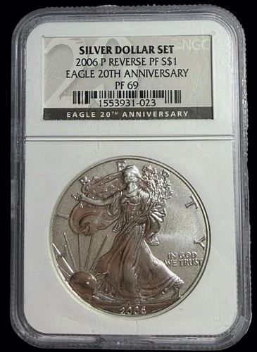 2006-P NGC American Silver Eagle PF69 Reverse Proof ~20th Anniversary Label~