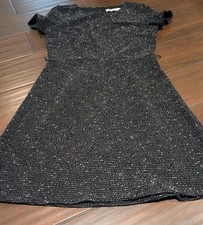 Loft 4 Cap Sleeve Black And White Dress Knee Length Round Neck