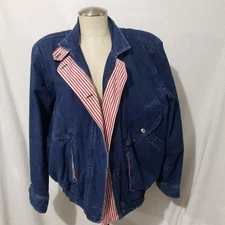 Vtg Nancy Heller Denim Cotton Bomber Style Jacket  Made in USA 10