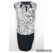 Cache dress womens Medium NWOT black white animal print drop waist classic chic