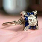 Art Deco 1.50 Ct Diamond Antique Vintage Wedding Ring 14K White Gold Over Size 7