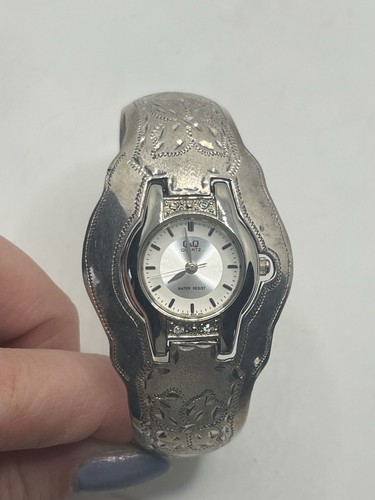Tetos sterling silver wide cuff bracelet watch band vintage NOT working - Picture 2 of 15