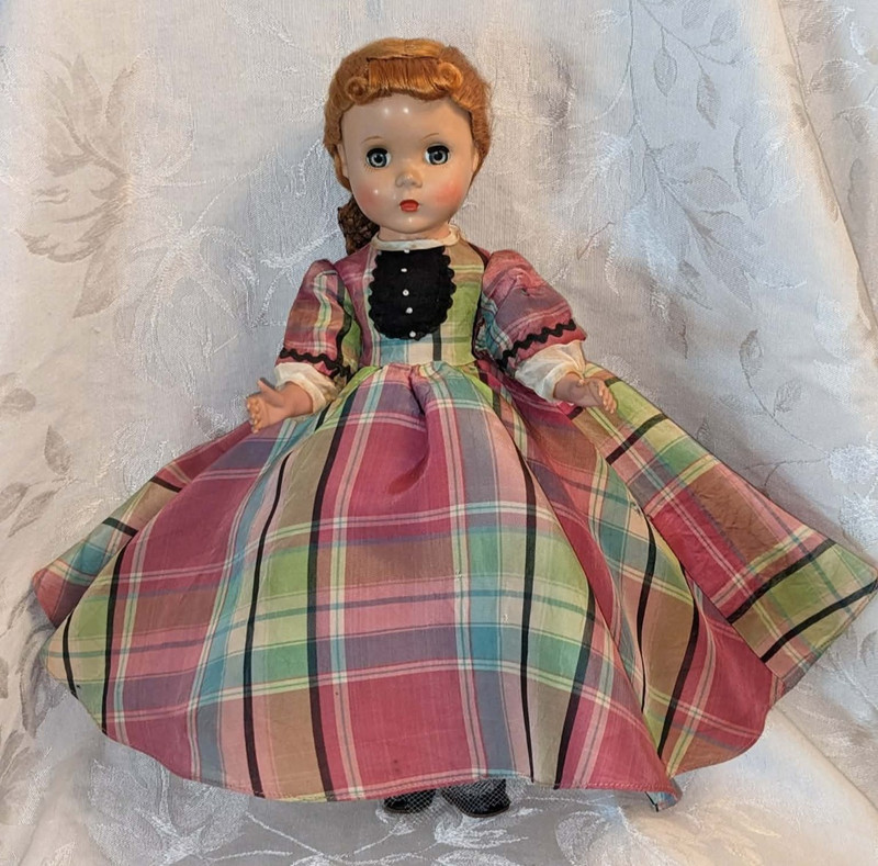 VTG 1950's"MADAME ALEXANDER LITTLE WOMEN"DOLL."JO" 14"H.HARD PLASTIC.ALL ORIG.VG