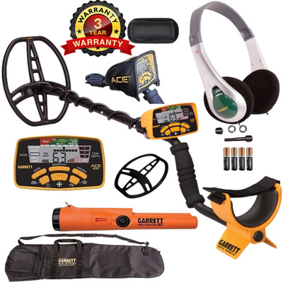 Garrett ACE 400 Metal Detector with Waterproof Coil Pro-Pointer at and Carry Bag