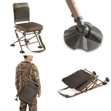 Hunting Blind Chair 360 Degree Silent Swivel Folding Legs Padded Back 300-Denier