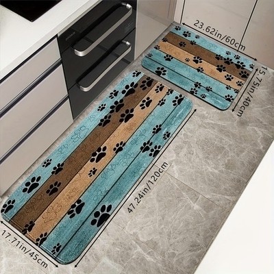 Animal Footprint Pattern Doormat Soft Pet Mat, Soft Absorbent Quick-Drying Wa
