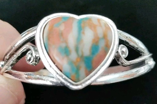 Heart Oyster & Copper Bangle Bracelet 7" Hand Made - Picture 2 of 3