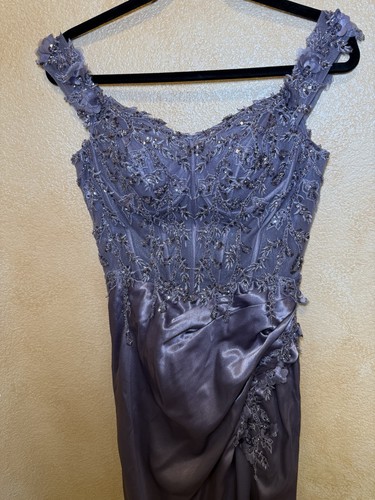 Ladivine by Cinderella Divine Lavender Off Shoulder Gown M Sequin Formal Dress - Picture 16 of 17