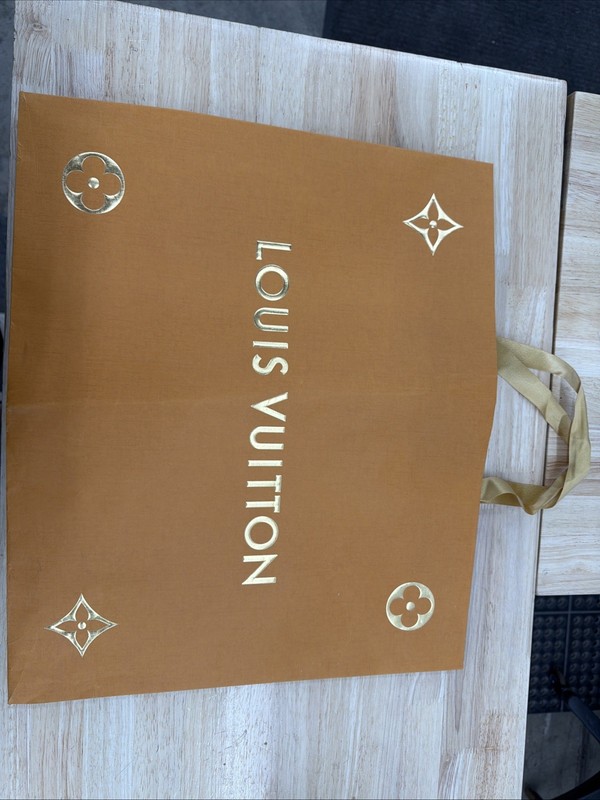 Louis Vuitton Authentic Paper Shopping Bag 19”  X 9” X  16” Orange And Gold