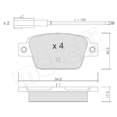 Plaquettes de frein Metelli 22-0323-1 sans bruit et sans amiante pour Fiat