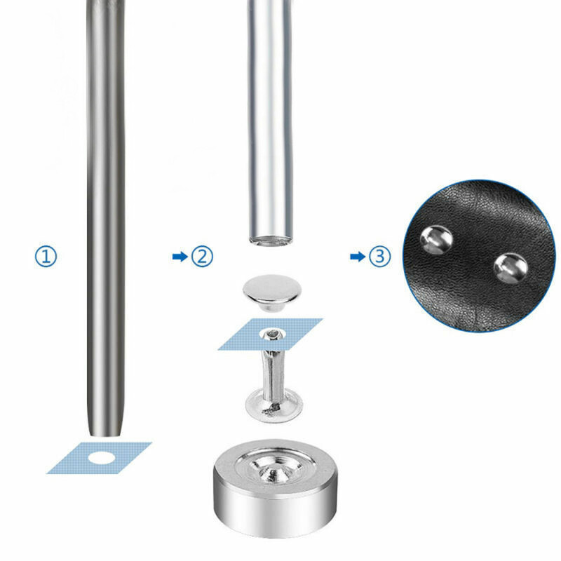 Sourcing Map Leder Nieten 8mm - 60 Set Doppelkappen Nieten Lila