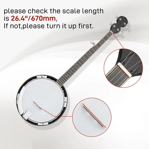 Full Size 5String Right Handed Banjos Set with Closed Solid Sapele Back Standard - Bild 5 von 12