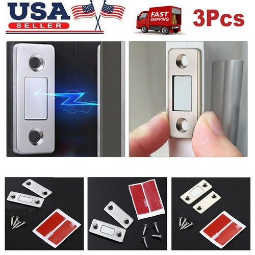 3Sets Magnetic Door Stoppers Closer Ultra-thin Invisible Cabinet Cupboard US - 第 1/12 張圖片